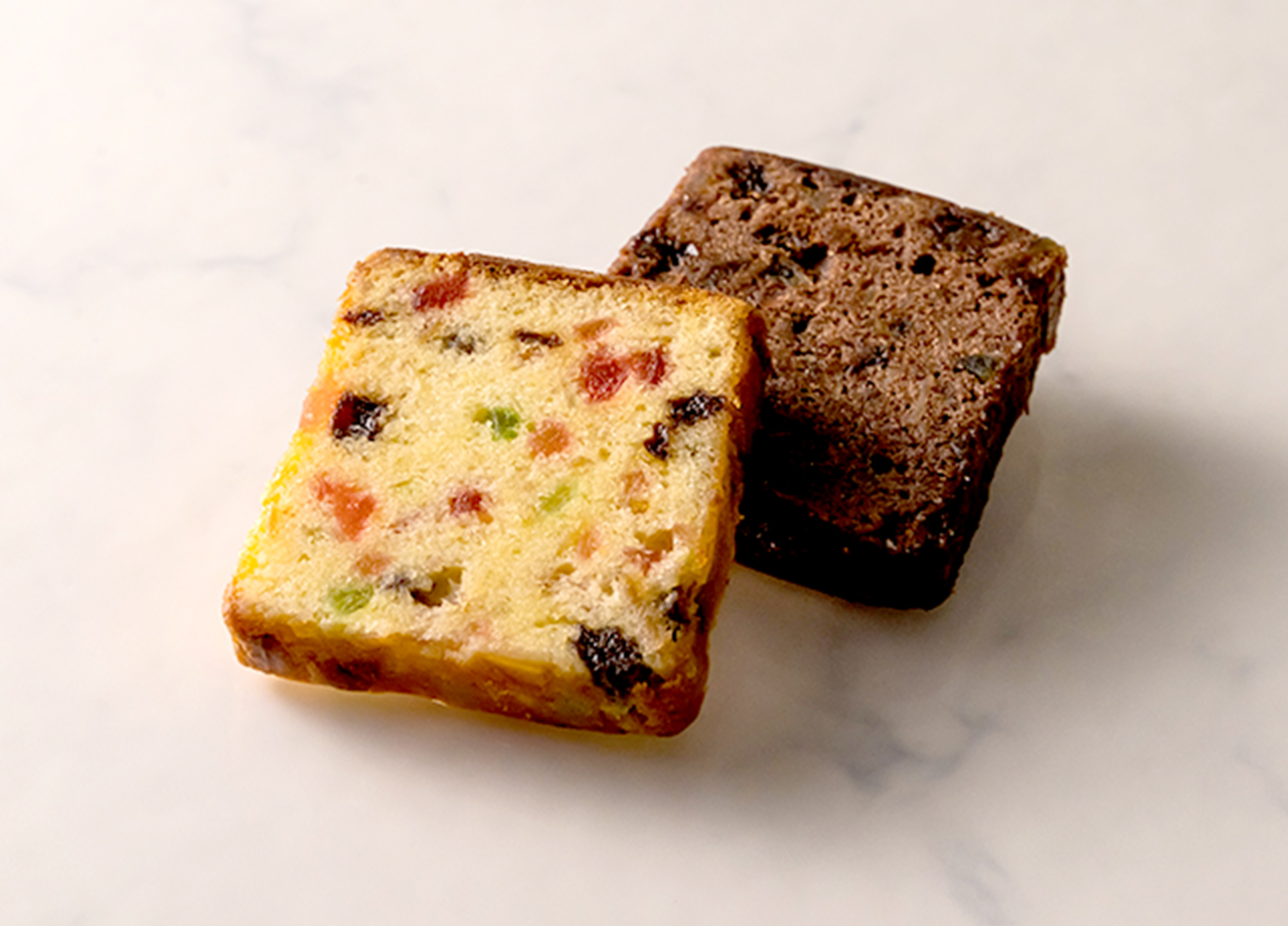 Fruit Loaf Cake, white chocolate and dark chocolate