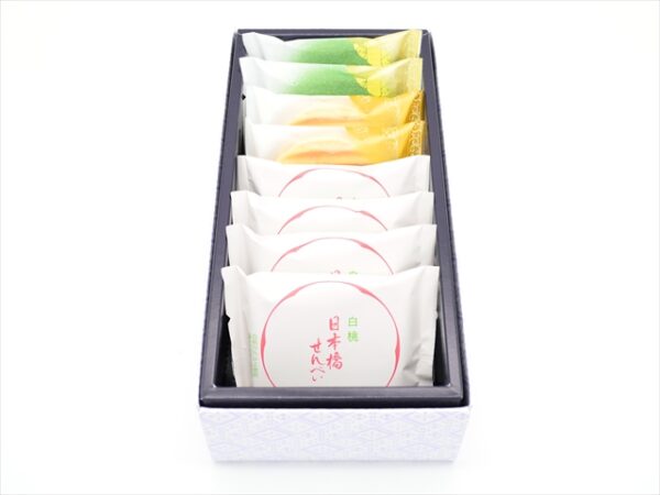 senbei assortment box white peach 8 pieces box
