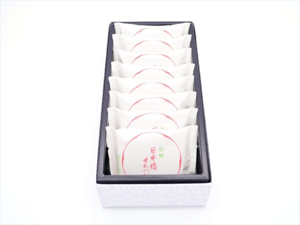 white peach senbei 8 pieces box
