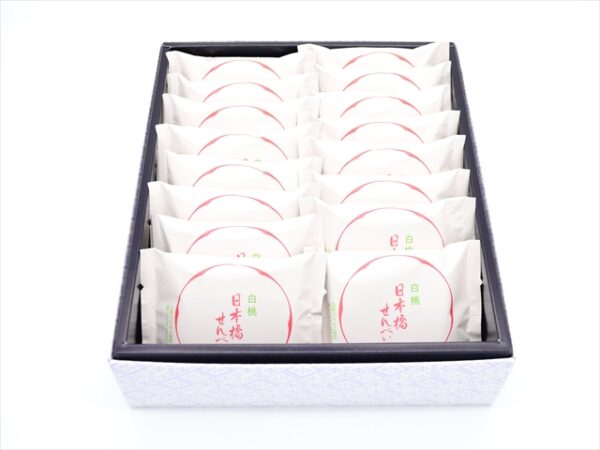 white peach senbei 16 pieces box